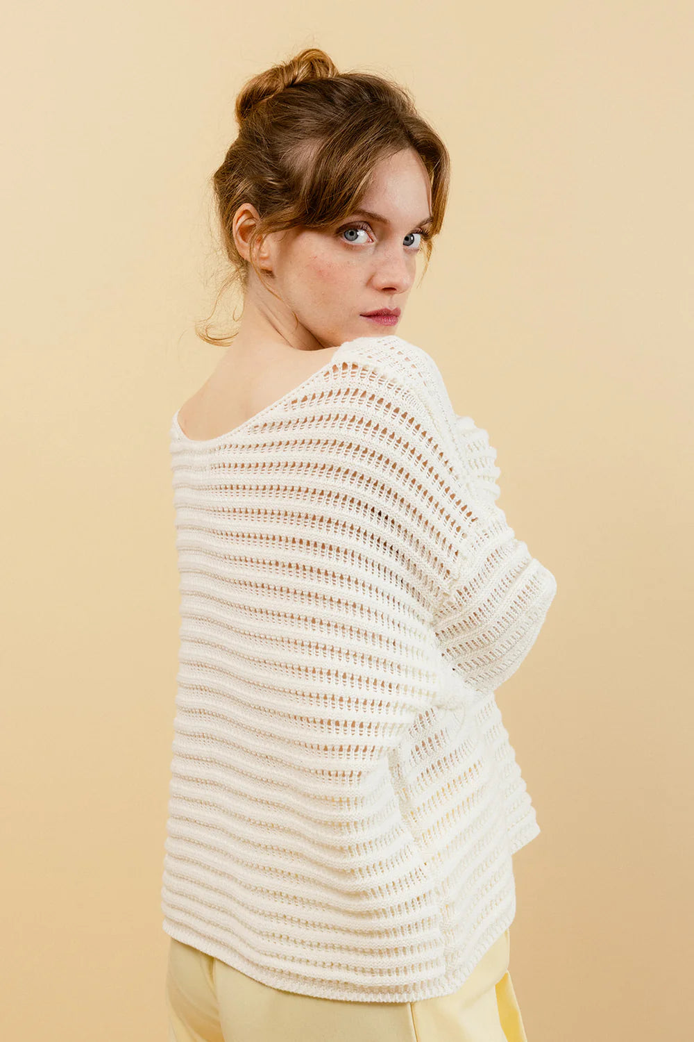 KELLY - Pull Écru en Crochet