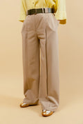 OPHELIE - Pantalon Habillé Beige Taille Haute