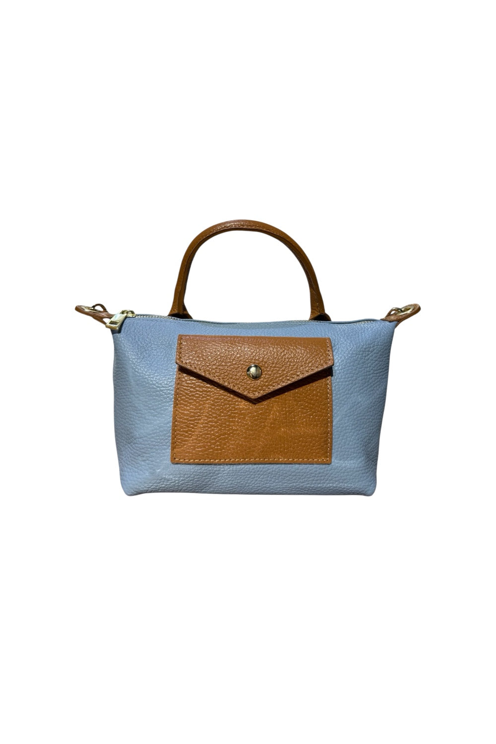 SAC CUIR GRAINE MEDIUM LOUISA BLEU et CAMEL - LR115