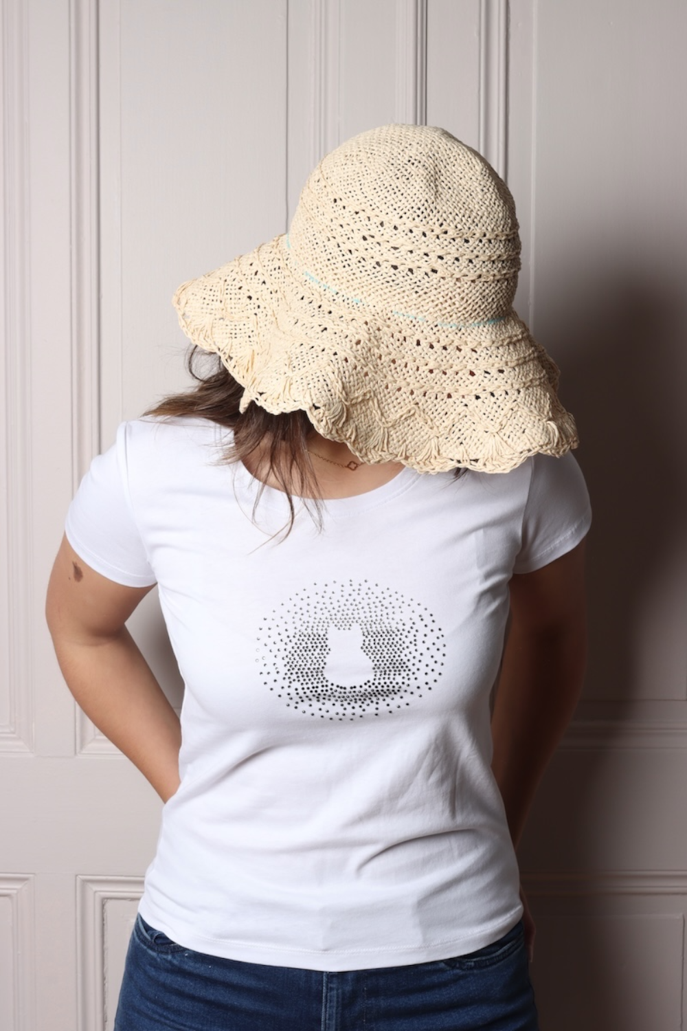 T-SHIRT CHAT STRASS