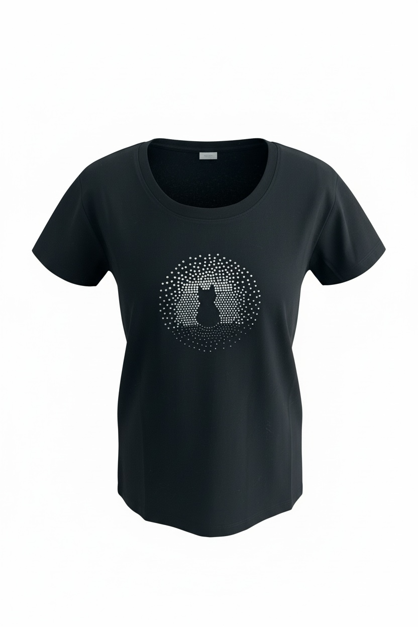 T-SHIRT CHAT STRASS