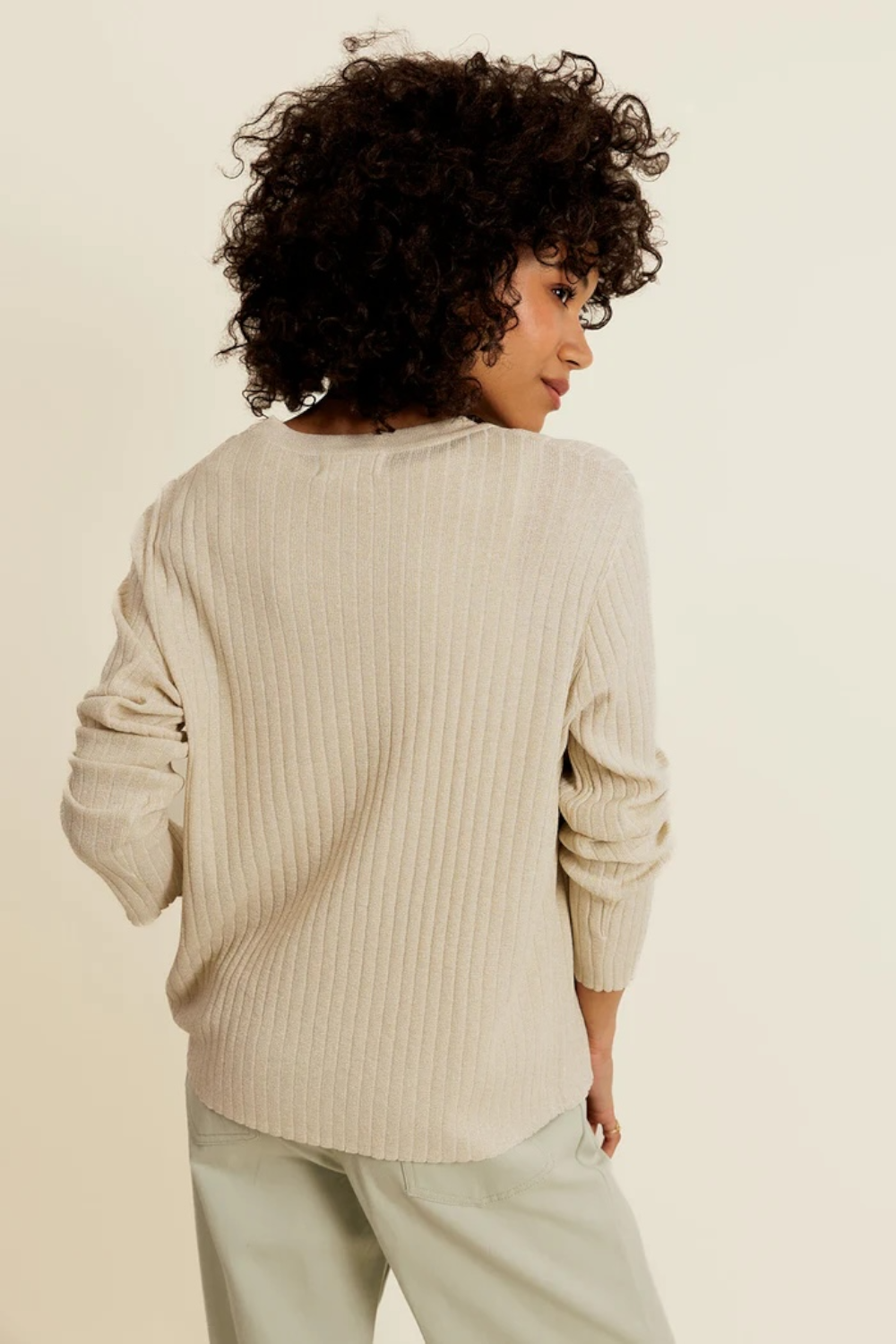 AIVINE - Gilet Beige avec Lurex