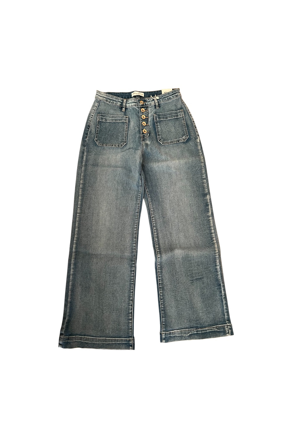 JEANS BLEU CLAIR EVASE 5 BOUTONS DENIM