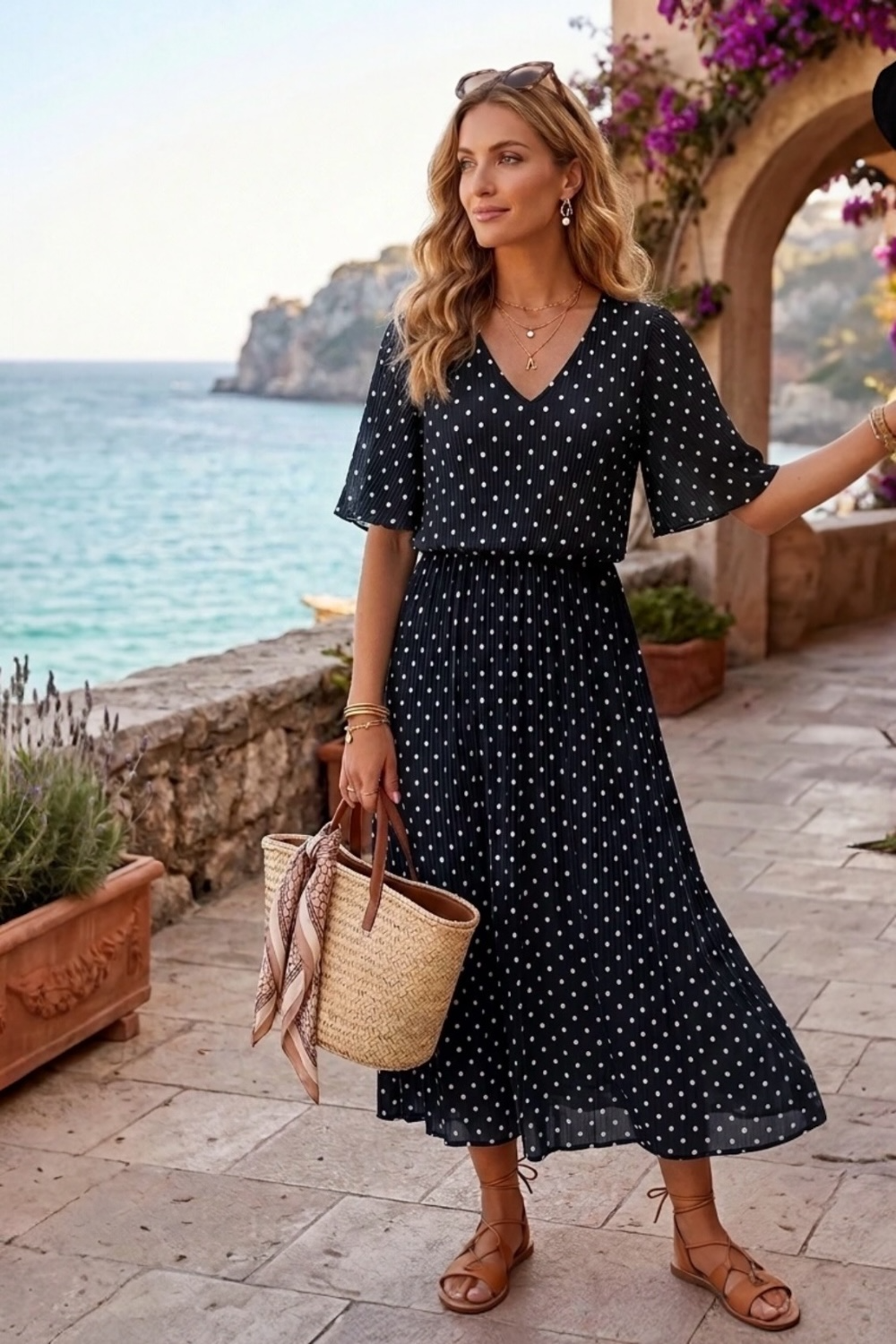 Robe longue plissée