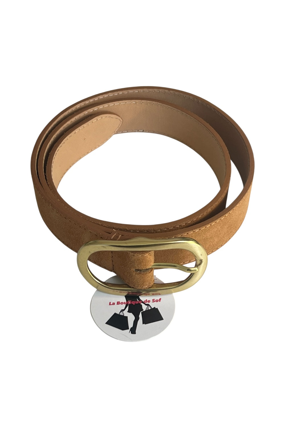 CEINTURE NUBUCK CAMEL - 2104