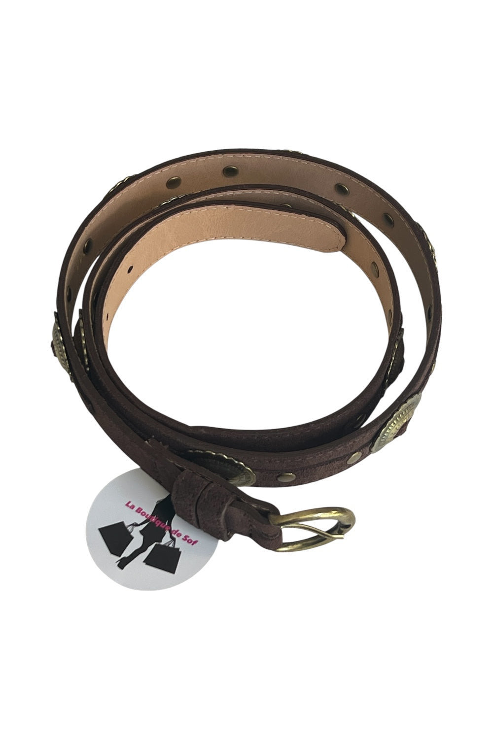 CEINTURE NUBUCK DETAIL DORE - 2161