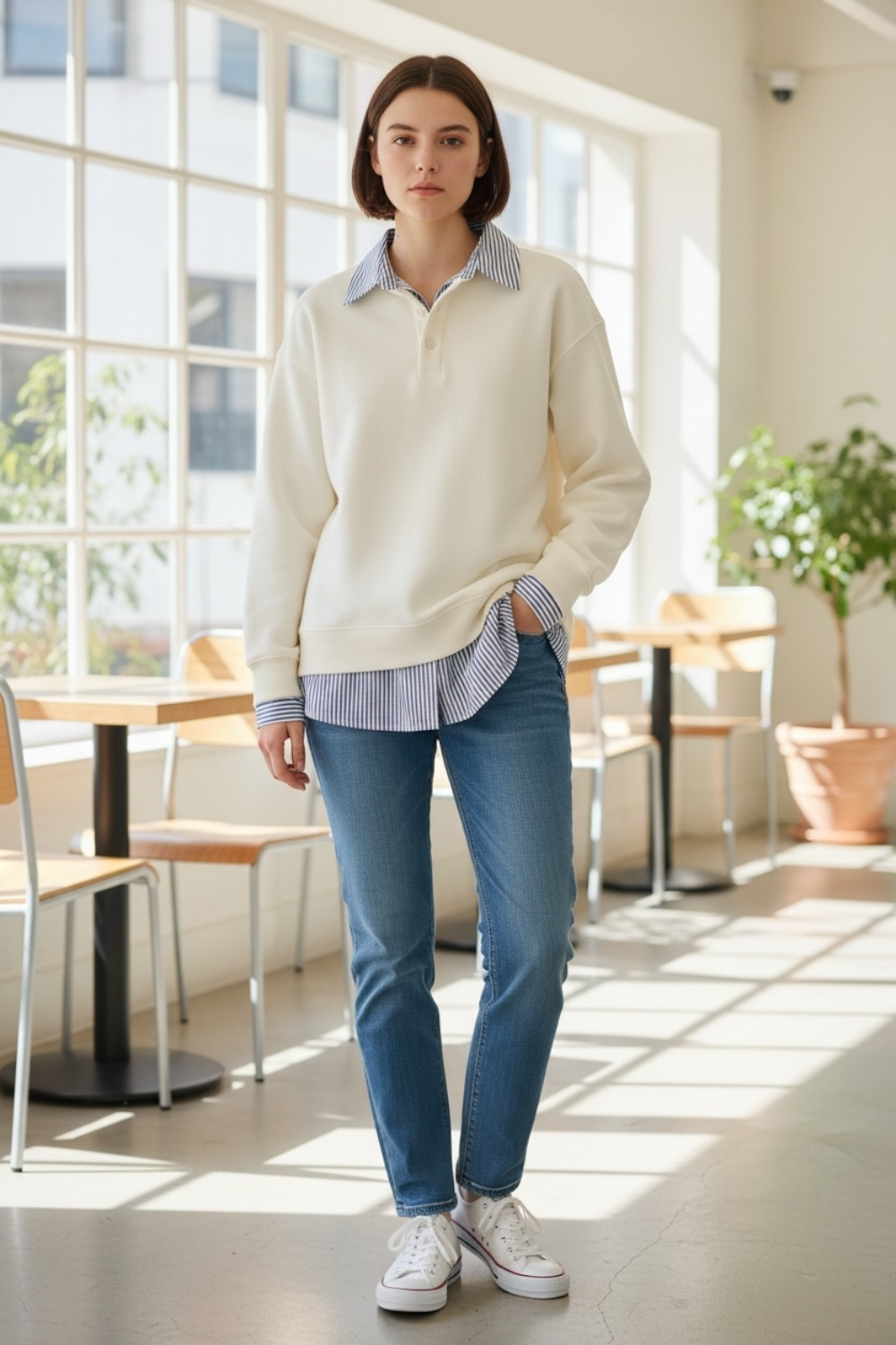 Pull sweat blanc