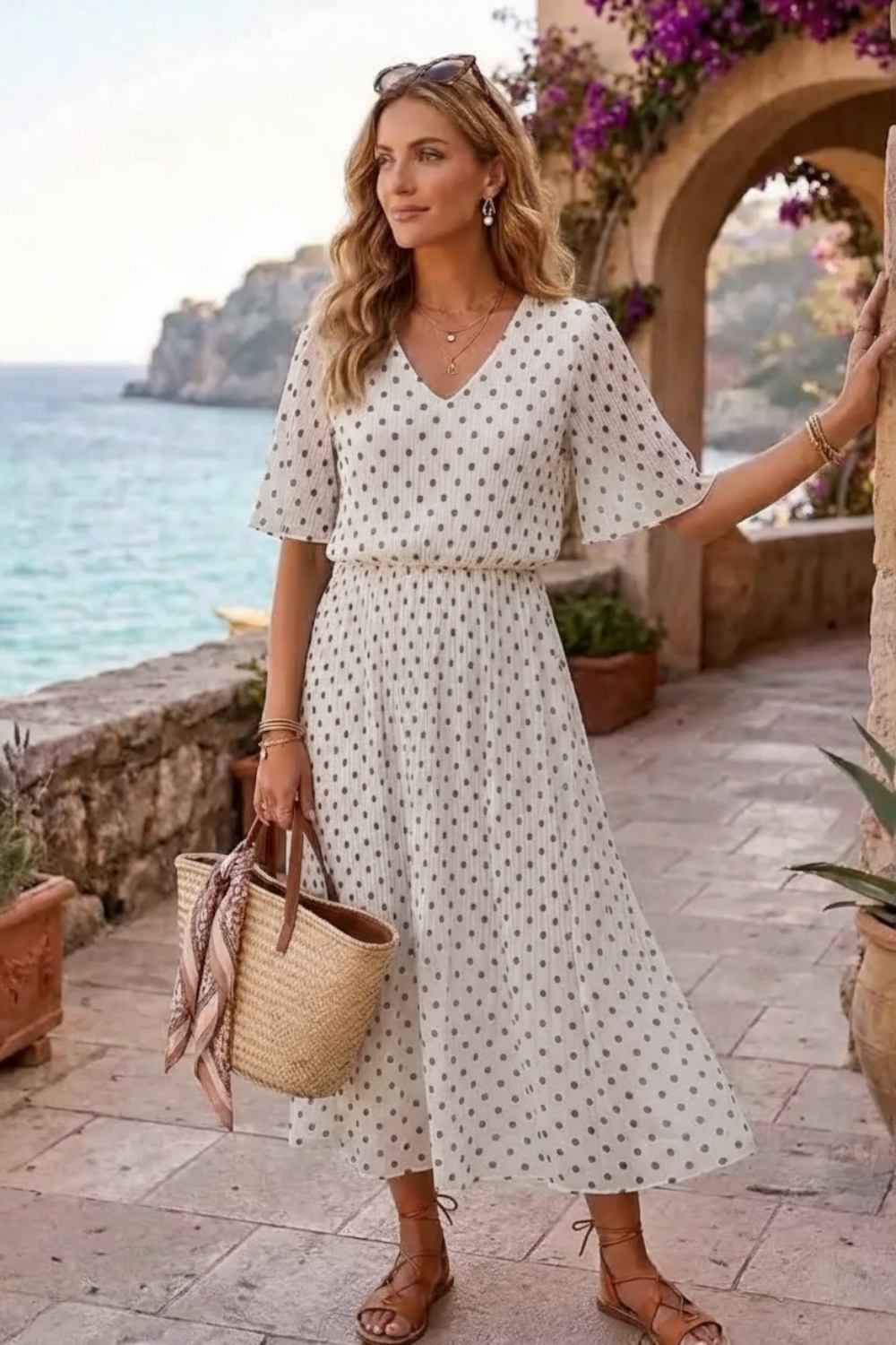 Robe longue plissée