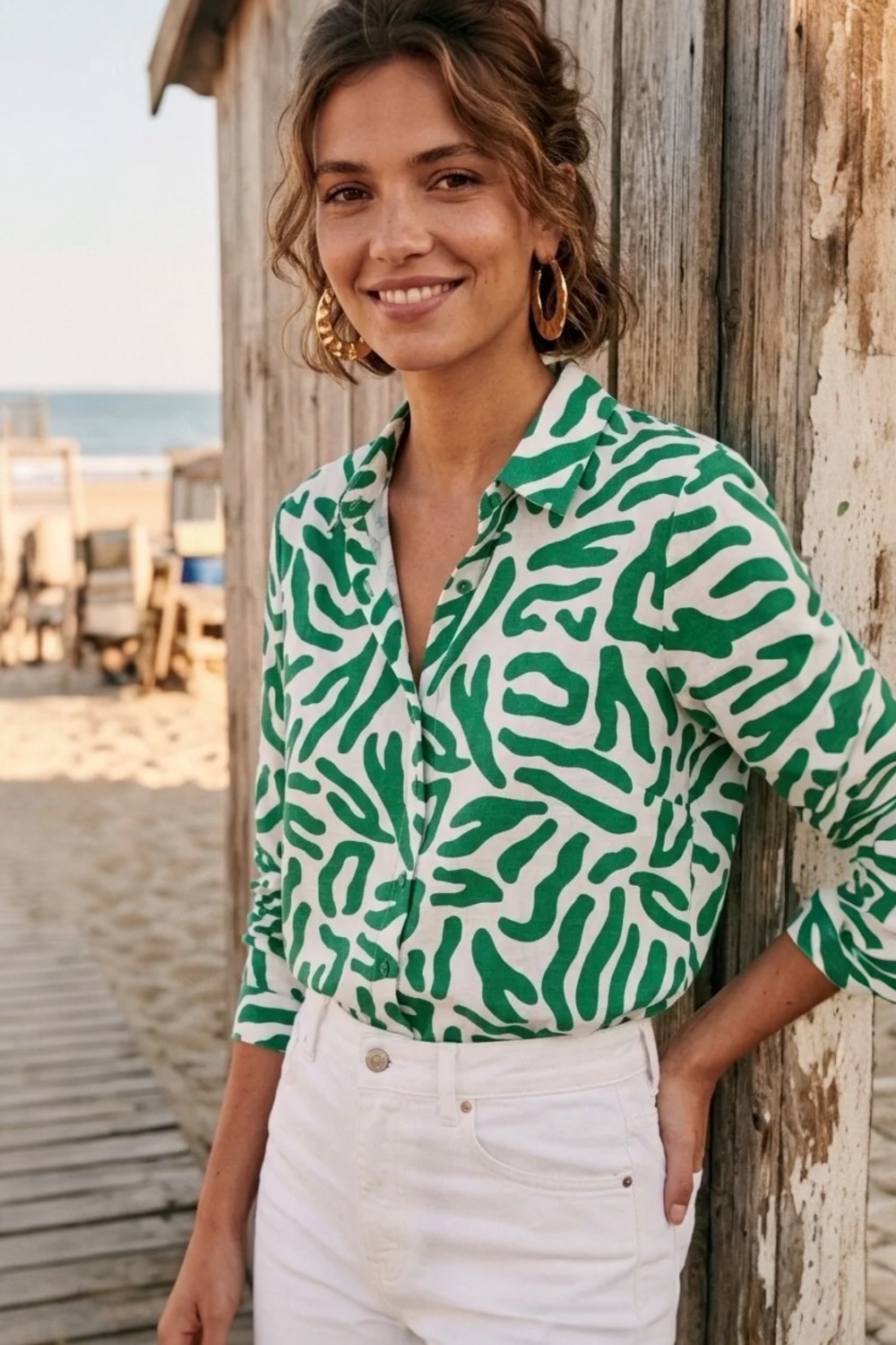 Chemise motif vert