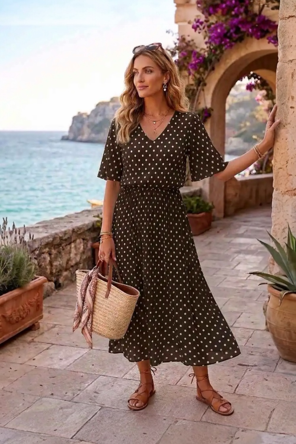 Robe longue plissée