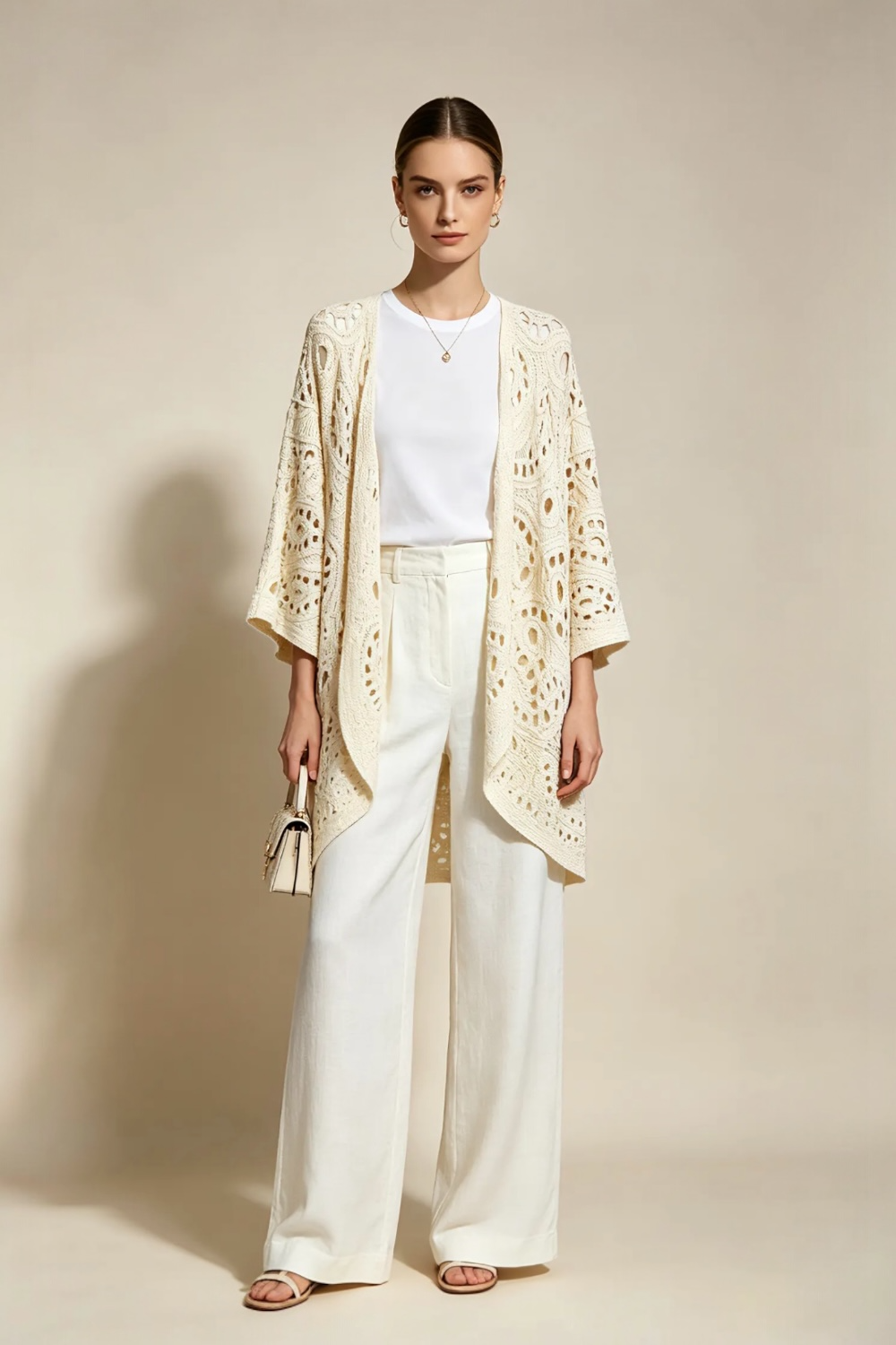 Gilet mi-long Crochet