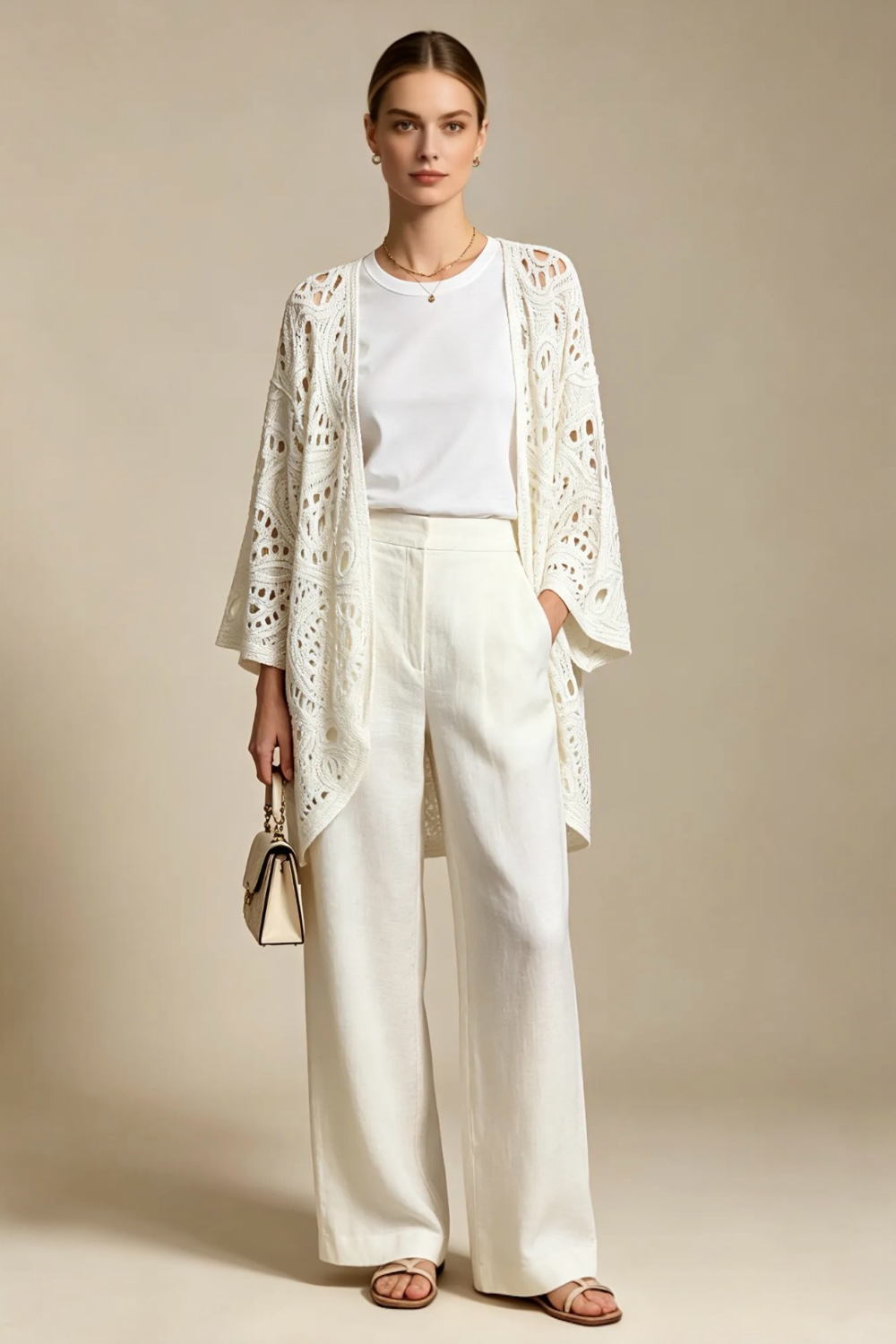 Gilet mi-long Crochet