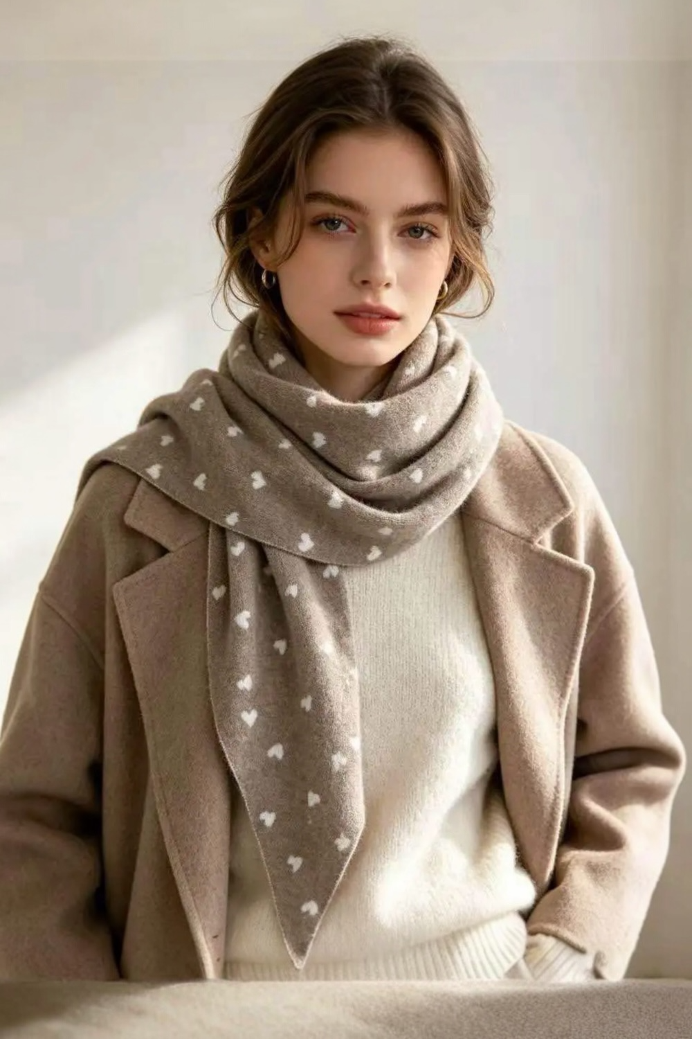 Echarpe Triangle motifs Coeur