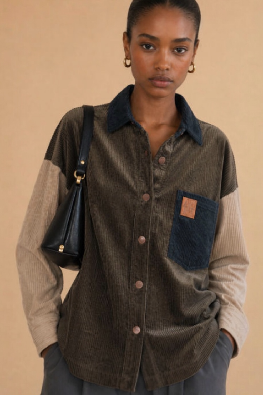 Chemise BERTIE Kaki manches longues