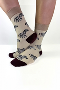 ZÉBRA - Chaussettes Fantaisie Crème & Imprimé Zèbre