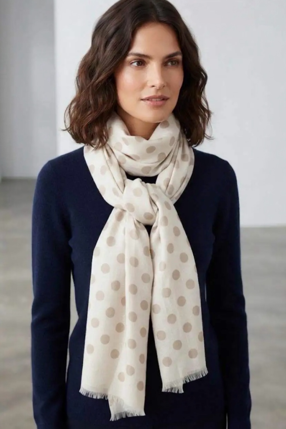 Foulard Ecru à pois