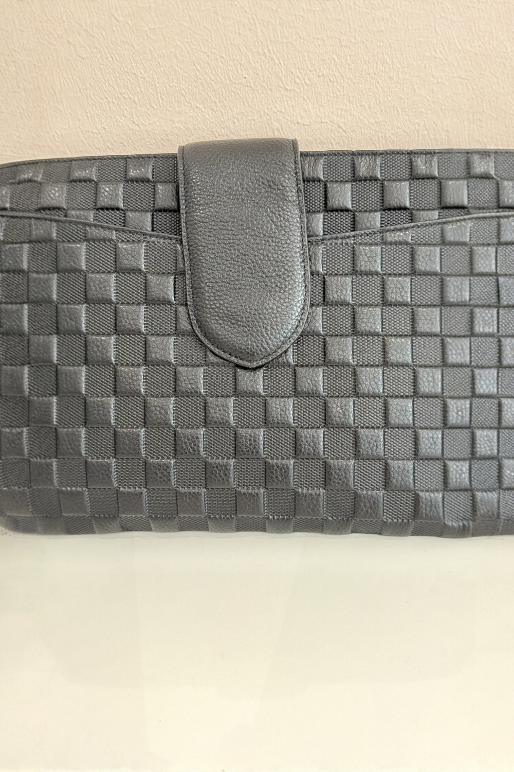 Pochette Damier Cuir Noir
