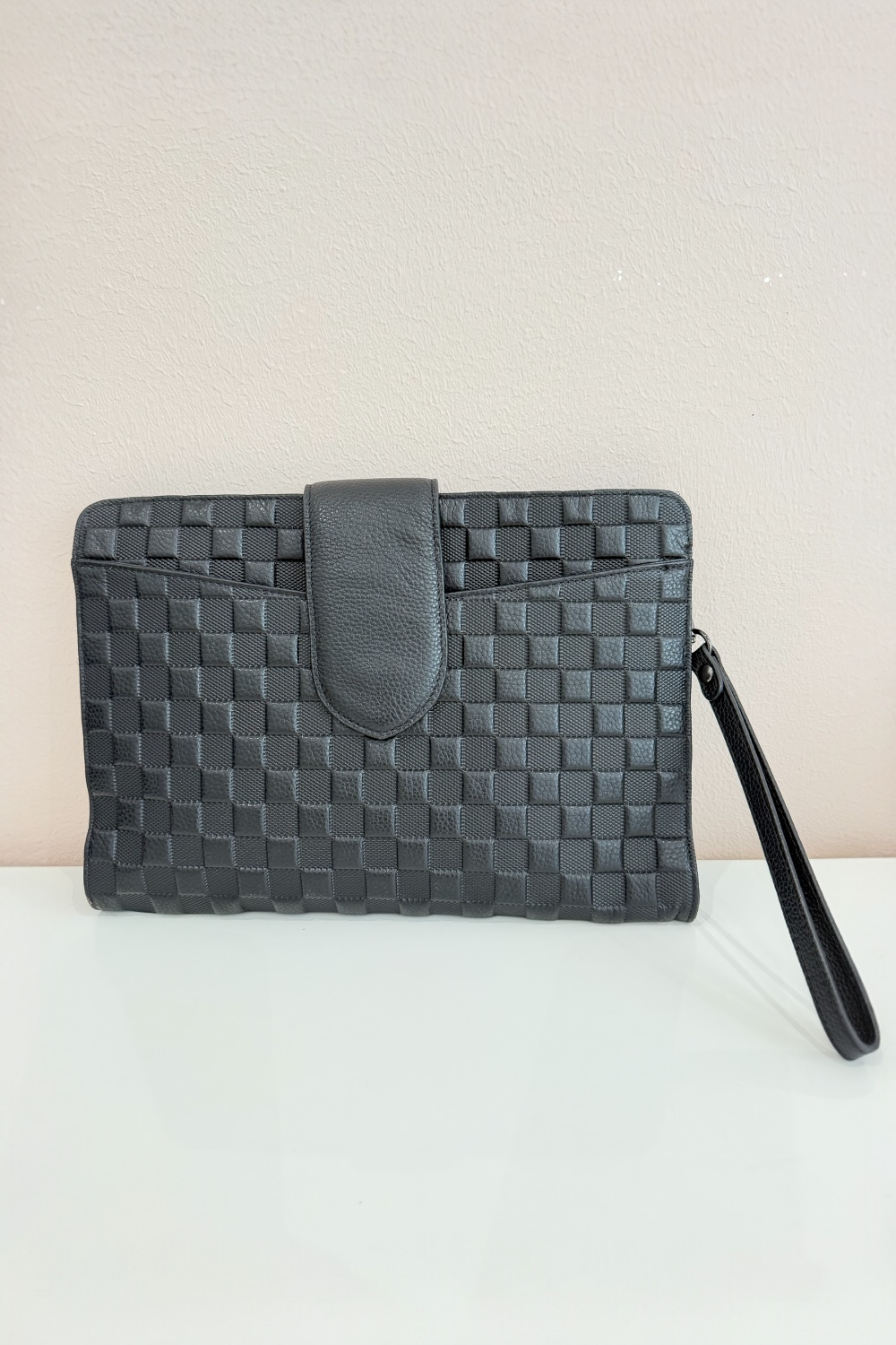 Pochette Damier Cuir Noir