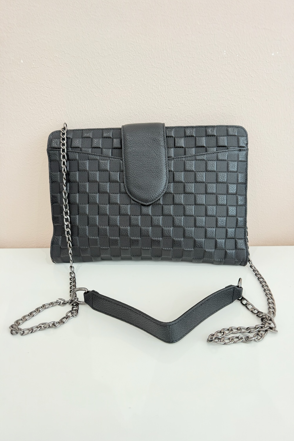 Pochette Damier Cuir Noir