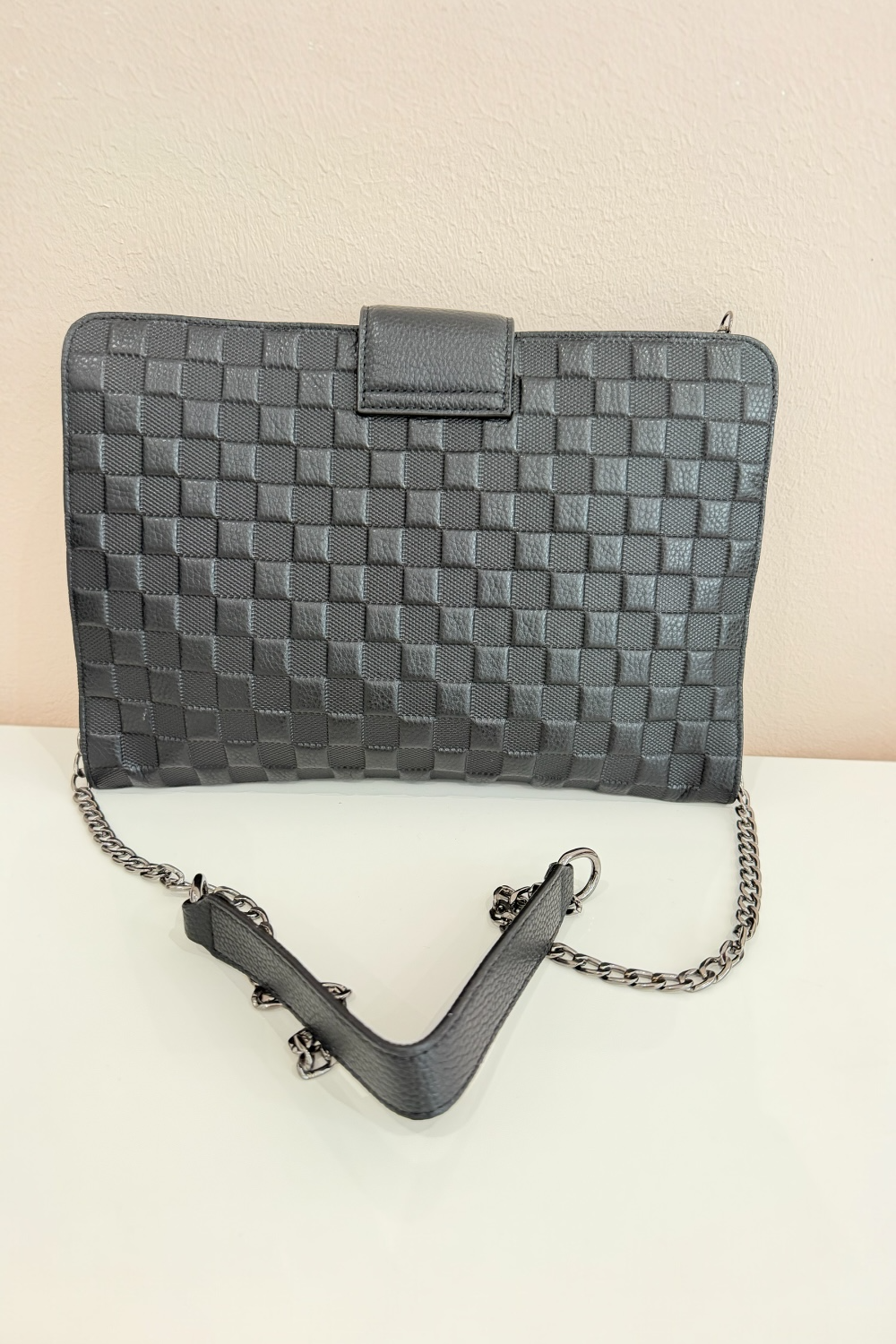 Pochette Damier Cuir Noir