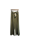 Pantalon Large Chocolat avec Ceinture Imprimée