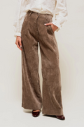 LYSORA - Pantalon Large effet Velours