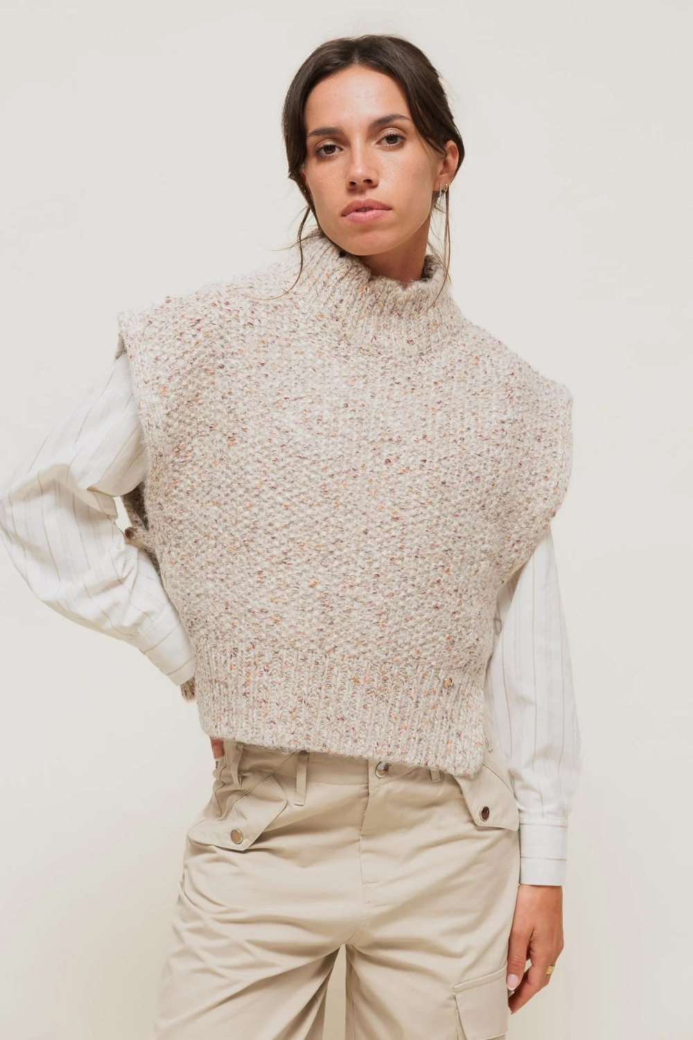 ISALINEY - Pull Sans Manches Col Haut