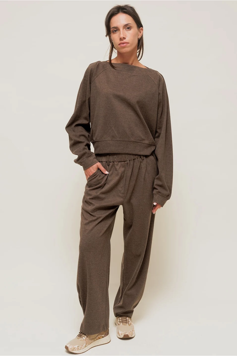 SELORIAH - Pantalon Coupe Large en Maille Sweat