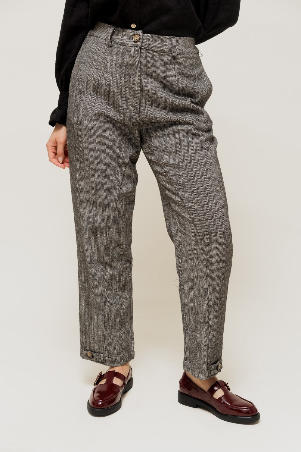 EVANIA - Pantalon Droit Motif Chevron