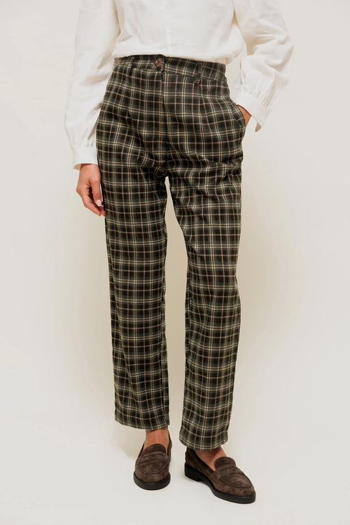 CELIANE - Pantalon Droit à Carreaux motif Tartan