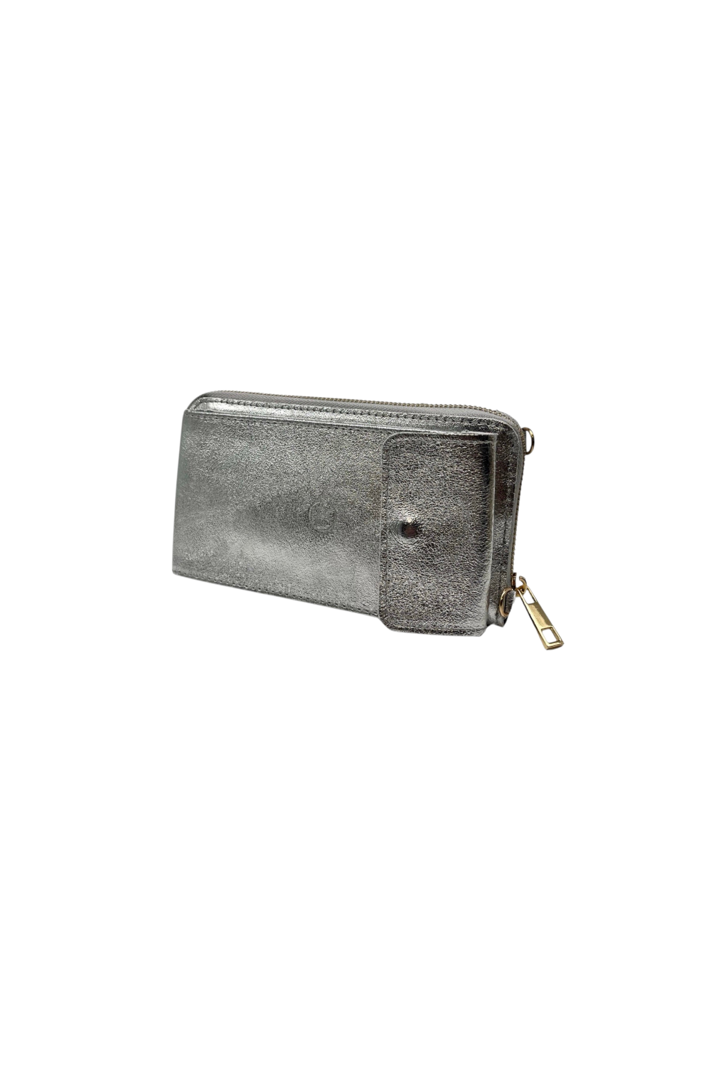 POCHETTE VERTICALE EN CUIR IRISE ARGENT