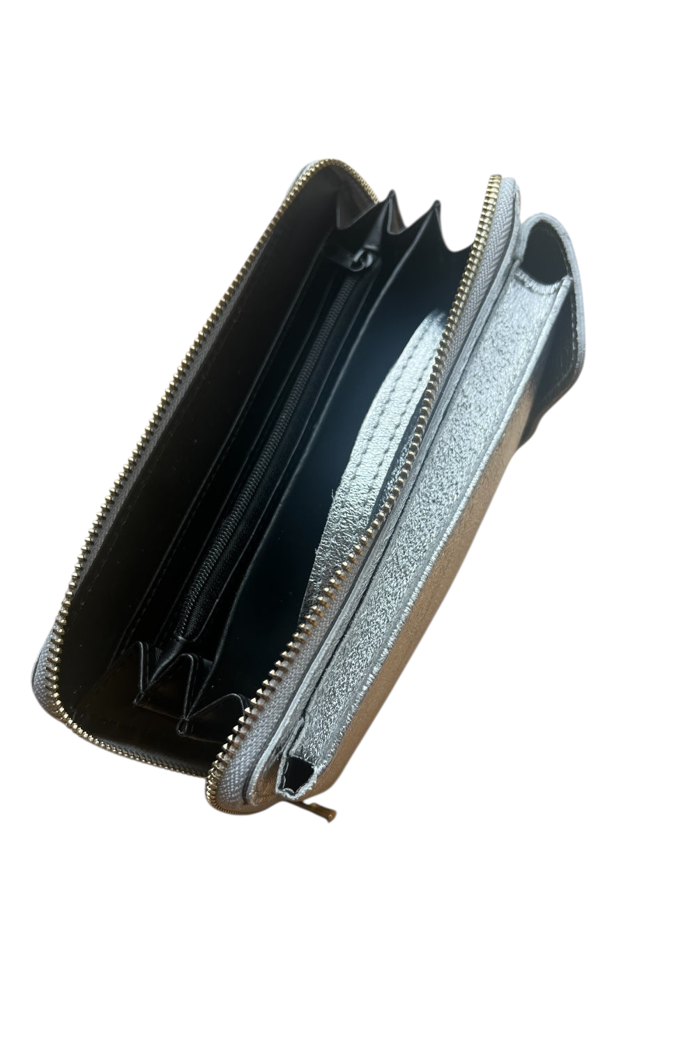 POCHETTE VERTICALE EN CUIR IRISE ARGENT