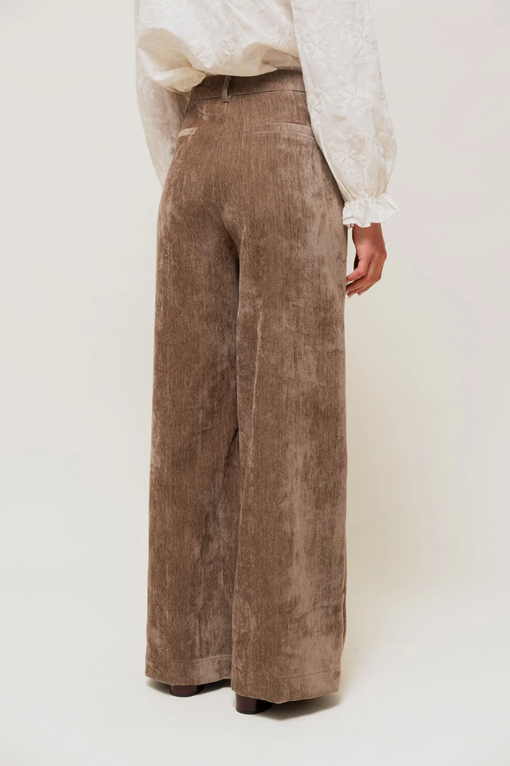 LYSORA - Pantalon Large effet Velours
