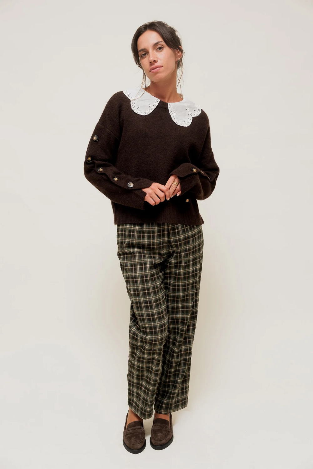 CELIANE - Pantalon Droit à Carreaux motif Tartan