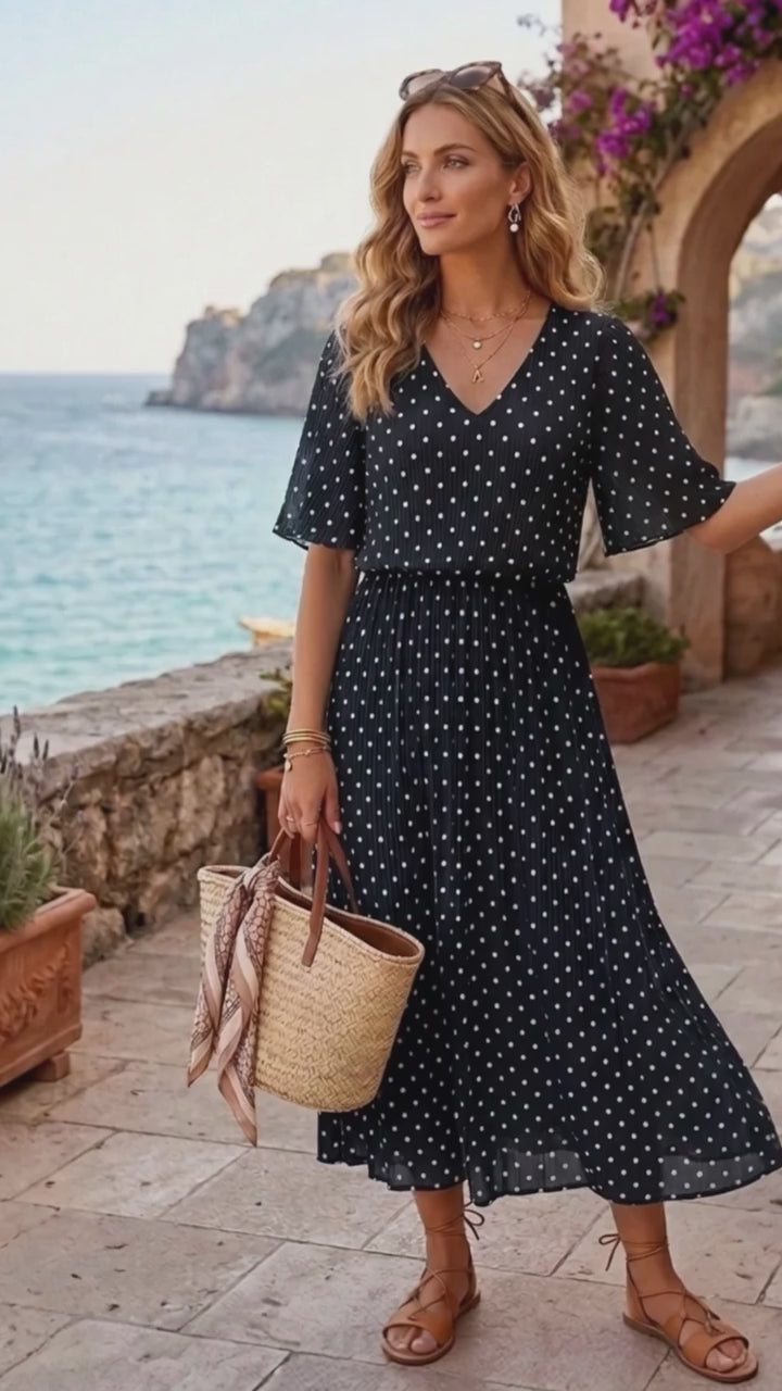 Robe longue plissée